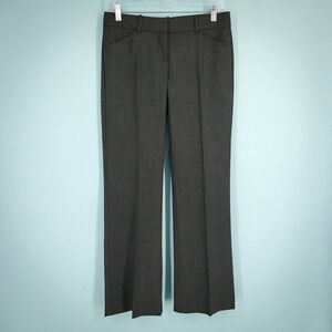 Theory Size 2 Dark Gray Flat Front Hook Zip Straight Leg Wool Blend Dress Pants